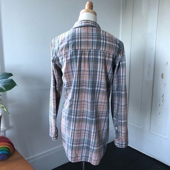 Madewell 100% Cotton Pink Grey Flannel Button Front XS - Picture 3 of 7